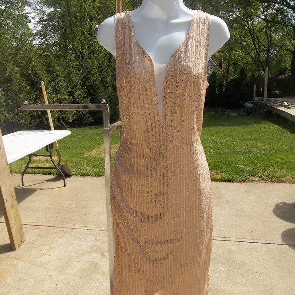 NWT GRACE KARIN GOLD SEQUIN COCKTAIL DRESS L - Picture 1 of 2